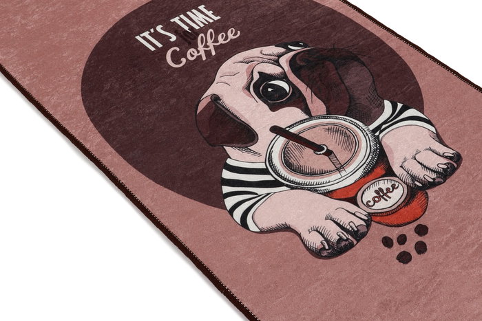 Conceptum Alfombra de Pasillo Pugs - Coffee 60 x 140 cm
